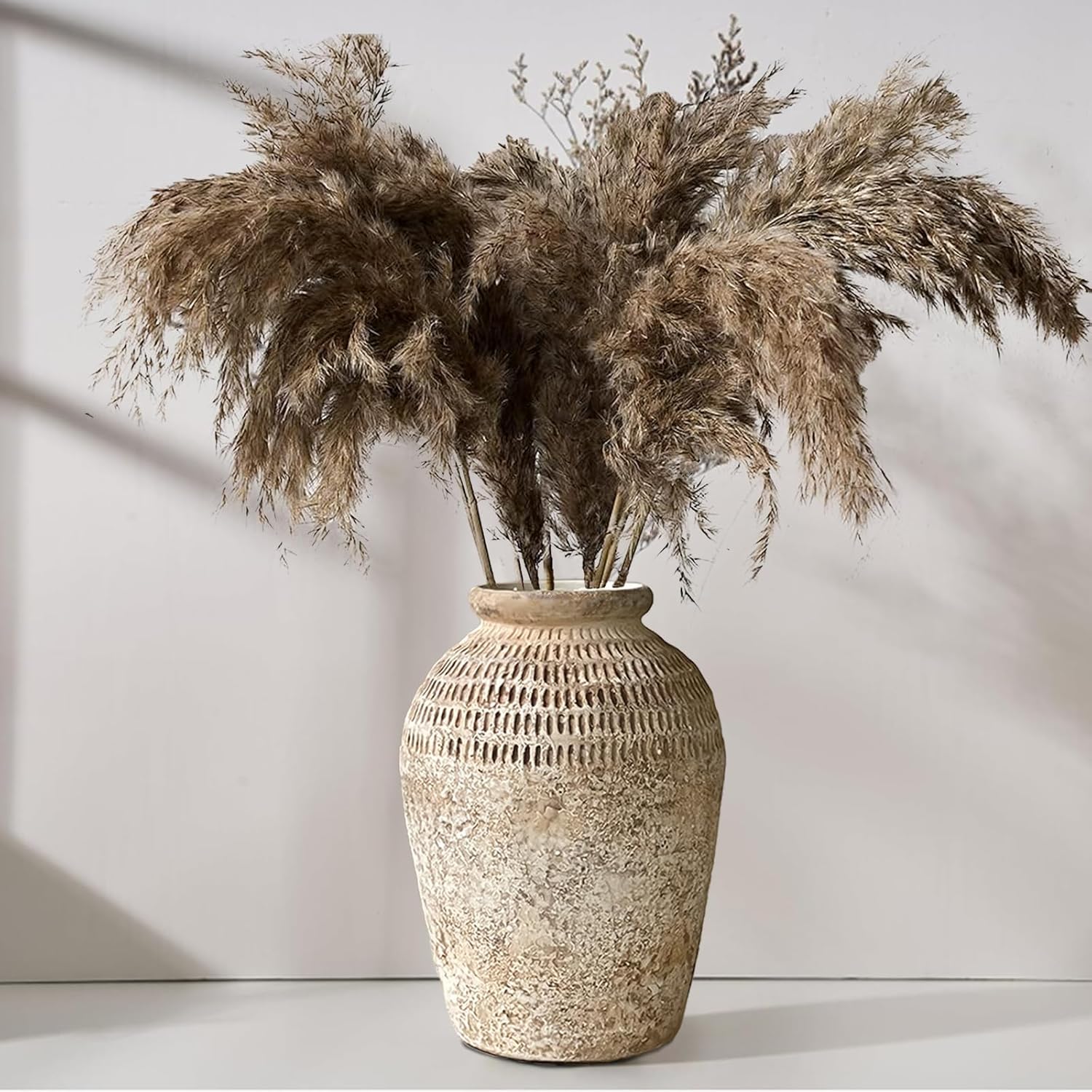 812f0WJY2GL._AC_SL1500_.jpg Rustic Ceramic Farmhouse Vase White 8.85" - Image 1