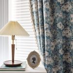 Blue Floral Semi Sheer Curtains 84" Tassel 2 Panels
