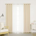 Tulle Lace Blackout Curtain Set Beige 52x96 - Image 2