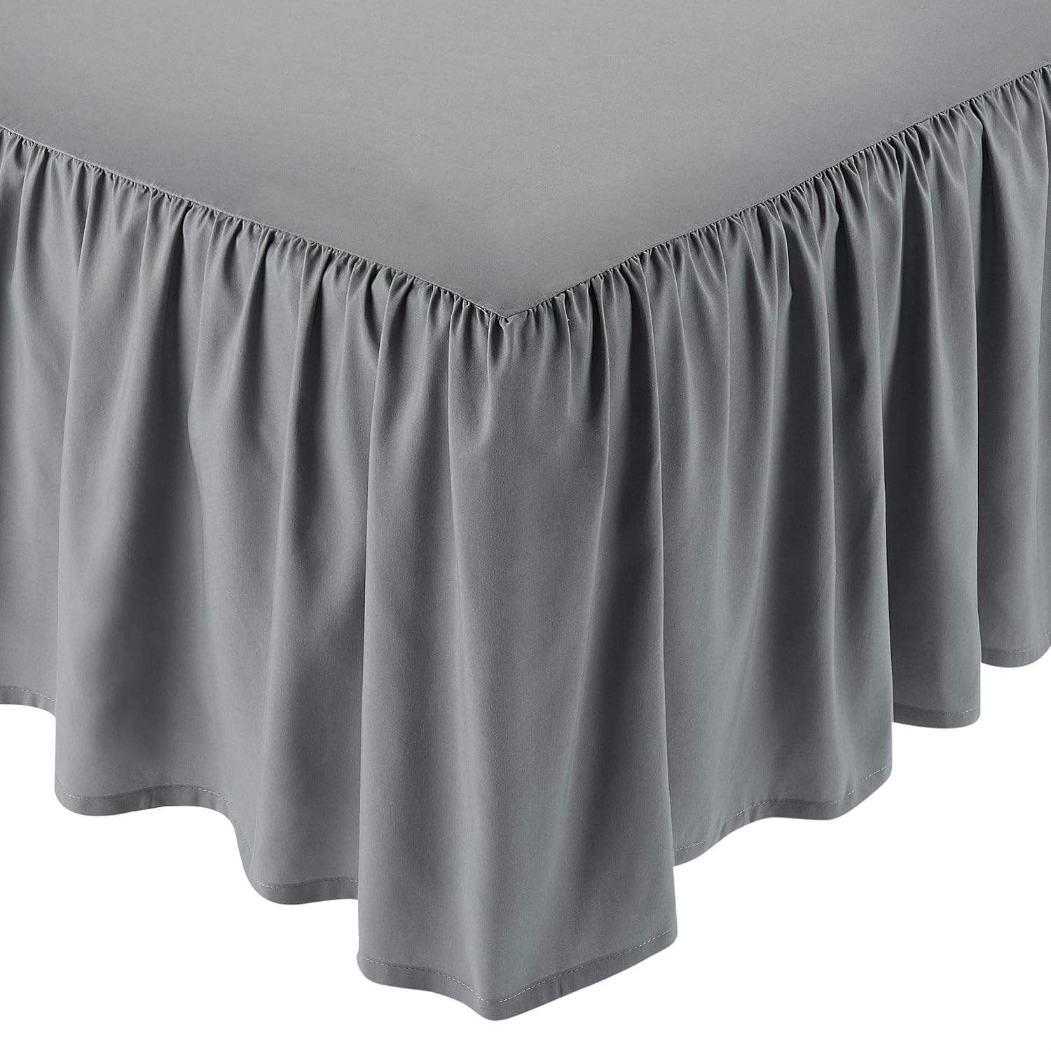 817xD6YSFES._AC_SL1500_.jpg Microfiber Ruffled Bed Skirt 16" Dark Grey - Image 1