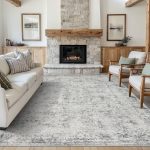 Grey Washable Boho Area Rug 5x7 Faux Wool - Image 2