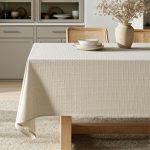Natural Linen Cotton Tablecloth 52x70 Cross-Star