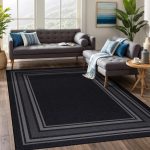Non Slip Bordered Rug 5x7 Black Rubber Back
