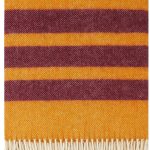 Striped Virgin Wool Throw Mustard Red 55x79