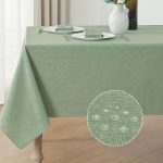 Linen Texture Waterproof Tablecloth 52x70 Sage