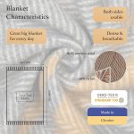 Merino Wool Striped Blanket 55x79 Grey Mustard - Image 2