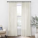 Cream Linen Curtains 108" 2 Panels Back Tab