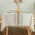 Waterproof Cotton Linen Tablecloth 55x70 Wine Leaf
