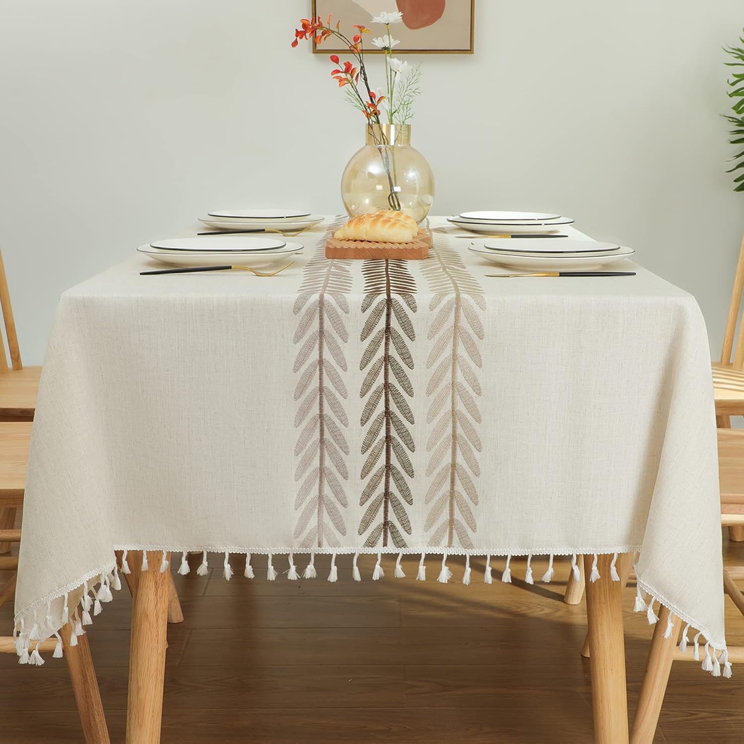 81Jj2SYScLL._AC_SL1500_.jpg Waterproof Cotton Linen Tablecloth 55x70 Wine Leaf - Image 1