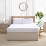 Tailored Solid Cotton Bed Skirt Beige