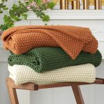 Chunky Cable Knit Organic Cotton Throw Beige 60x80