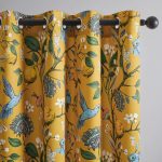 Mustard Floral Blackout Curtains 84" Grommet