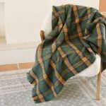 Green Plaid Tassel Throw Blanket 50x60