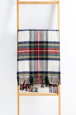 Merino Wool Tartan Plaid Throw Navy Red Beige 50x70 - Image 2