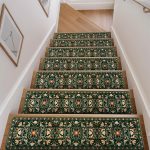 Floral Stair Treads 15-Pack 30x8 Black Non-Slip