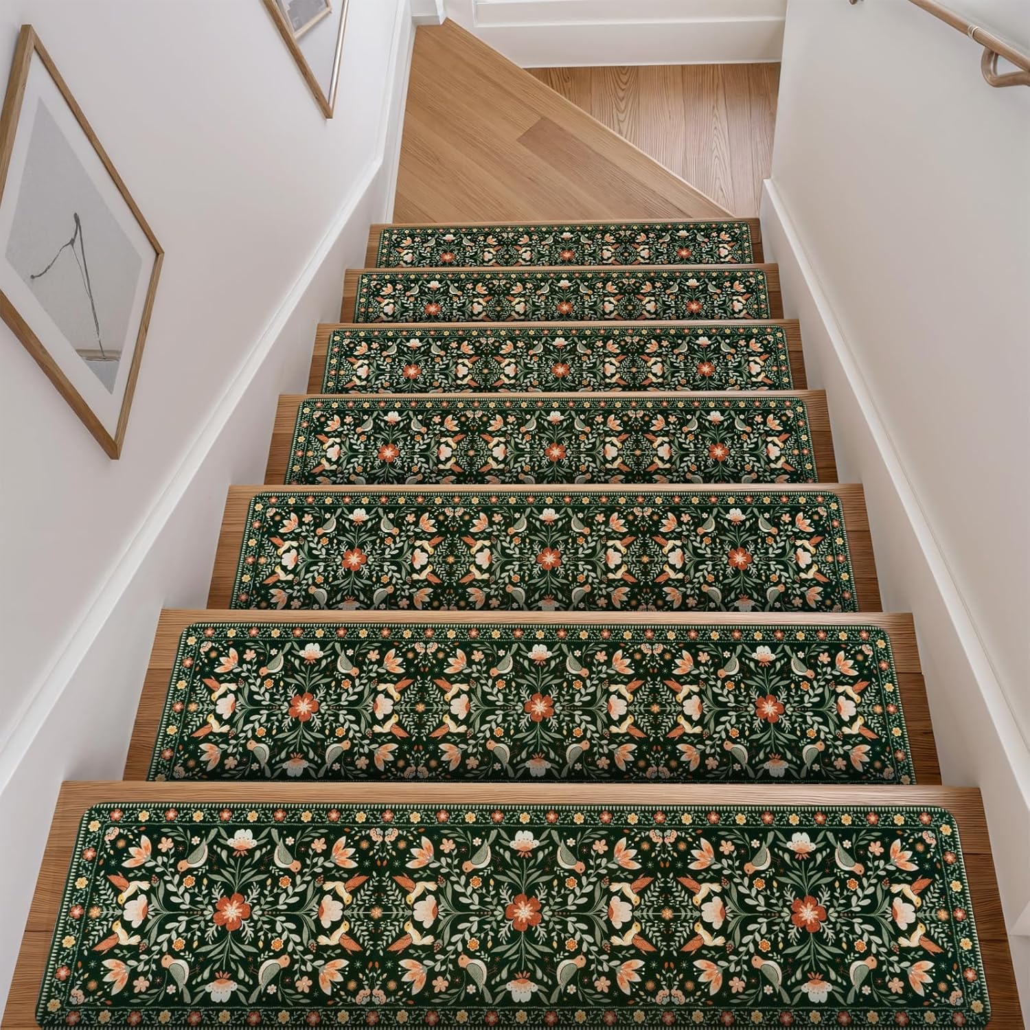 81bUsef2L._AC_SL1500_.jpg Floral Stair Treads 15-Pack 30x8 Black Non-Slip - Image 1