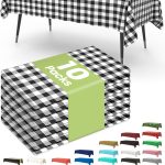 Disposable Gingham Tablecloth 10-Pack 54x108 Black White