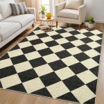 Modern Checkered Area Rug 6x9 Diamond Low Pile