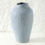Mat Blue Ceramic Vase 11.6" Decorative