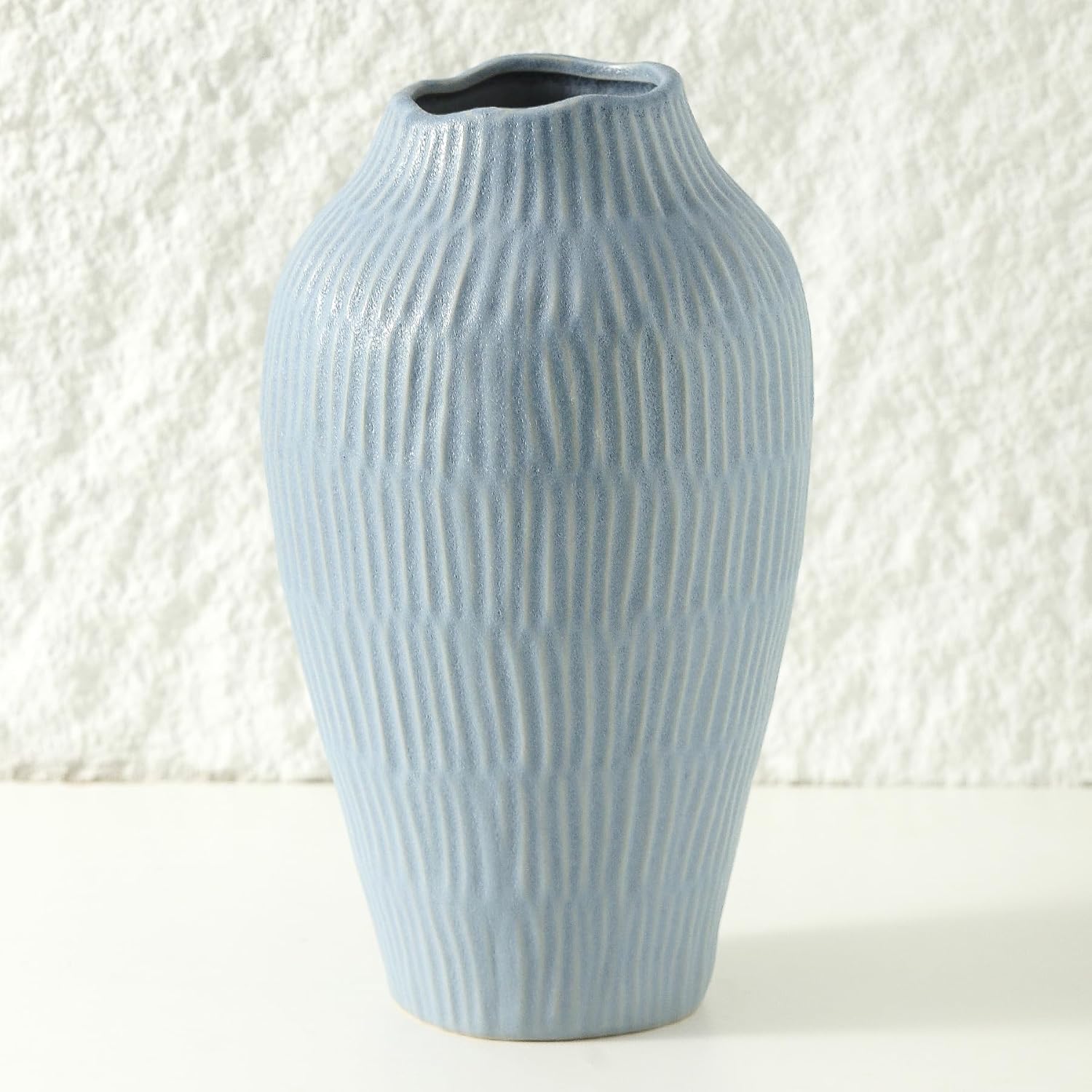 81hdCNqQ8JL._AC_SL1500_.jpg Mat Blue Ceramic Vase 11.6" Decorative - Image 1