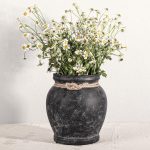 Rustic Black Ceramic Vase 6.5"