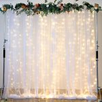 White Tulle Backdrop Curtain with Lights 10x8ft