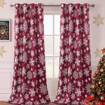 Snowflake Thermal Curtains Red 84" 2 Panels - Image 2