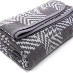 Merino Wool Blanket 87x63 Houndstooth Grey