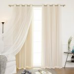 Tulle Lace Blackout Curtain Set Beige 52x96