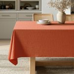 Burnt Orange Linen Cotton Tablecloth 52x70 Waterproof