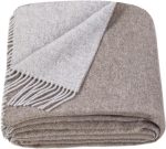 Double-Sided Merino Wool Blanket 55x79 Light Brown Grey