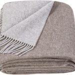 Double-Sided Merino Wool Blanket 55x79 Light Brown Grey