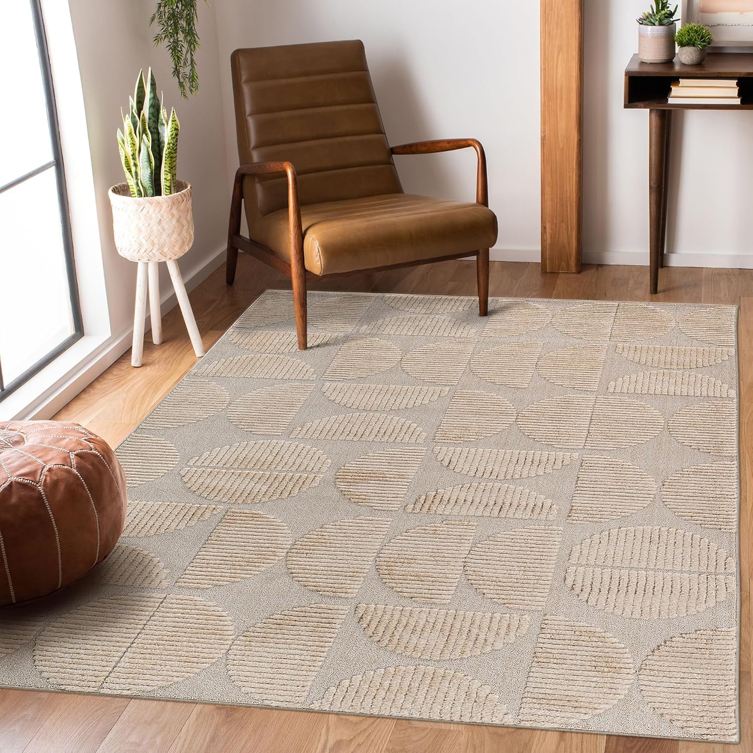 91L0dgIfB9L._AC_SL1500_.jpg High-Low Beige Area Rug 9x12 - Image 1