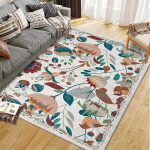 Bohemian Bird Floral Washable Rug 10x13 Beige - Image 2