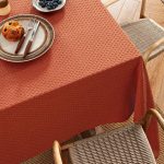 Burnt Orange Linen Cotton Tablecloth 52x70 Waterproof - Image 2