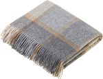 Merino Lambswool Plaid Throw Beige Grey