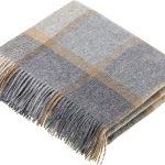 Merino Lambswool Plaid Throw Beige Grey