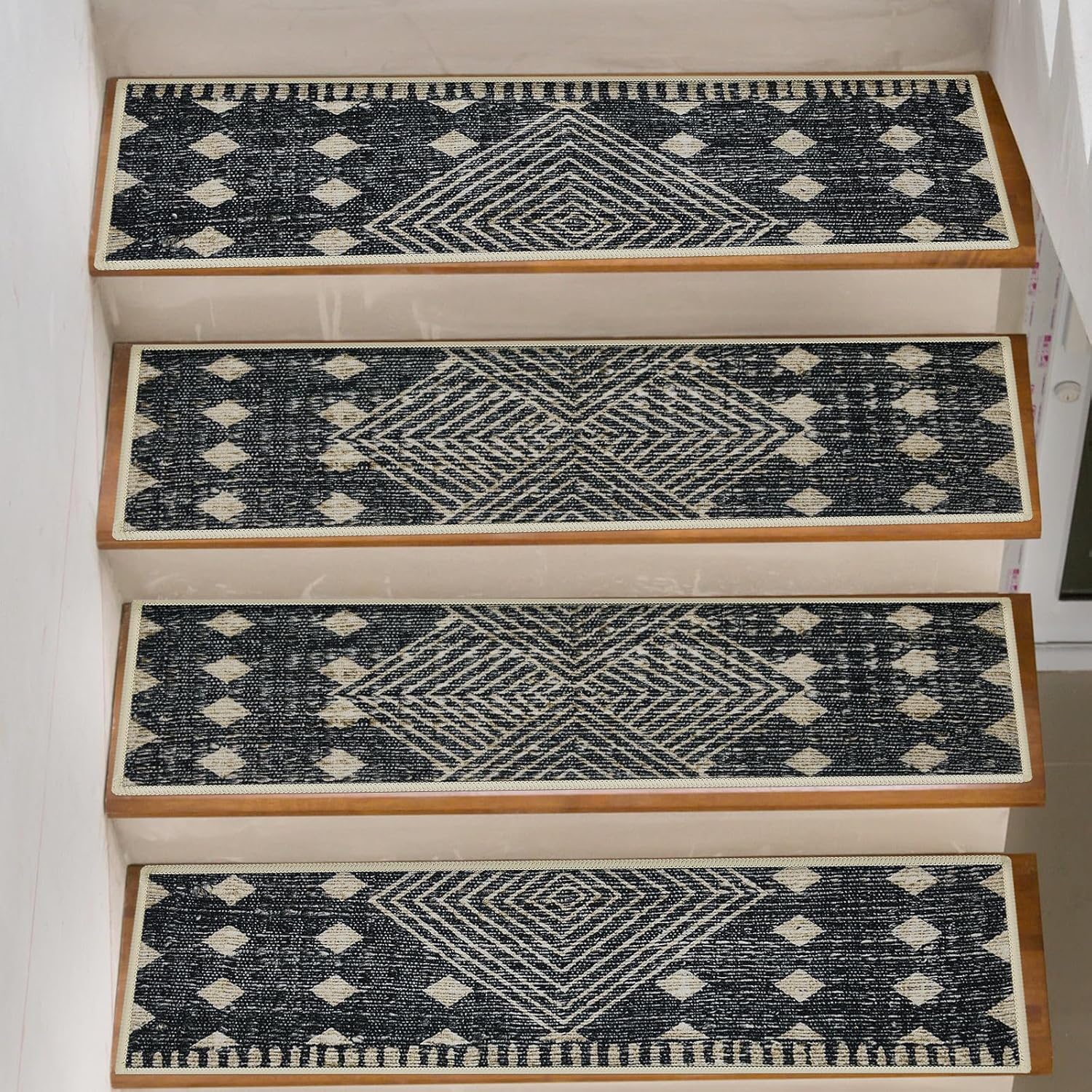 91ioTNSqbYL._AC_SL1500_.jpg Non-Slip Stair Treads 15-Pack 28x9 Boho TPR - Image 1