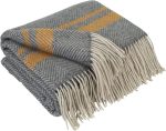 Merino Wool Striped Blanket 55x79 Grey Mustard