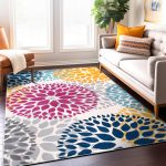 Modern Floral Circles Area Rug 10x14 Multi