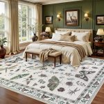 Vintage Floral Washable Area Rug 9x12 Beige - Image 2