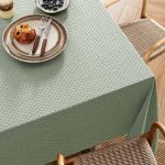 Sage Green Linen Cotton Tablecloth 52x70 Waterproof - Image 2