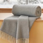 100% Wool Herringbone Throw Grey 50x60